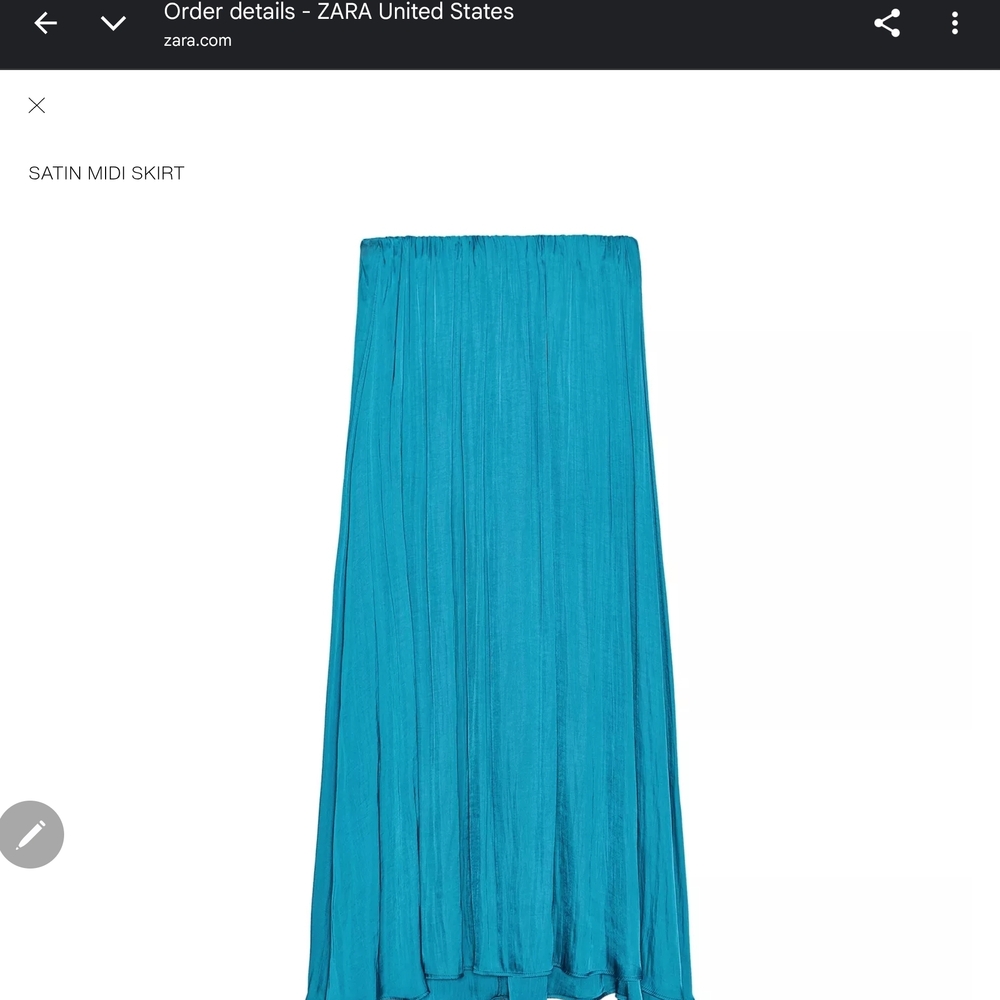 Zara Teal Satin Midi Skirt